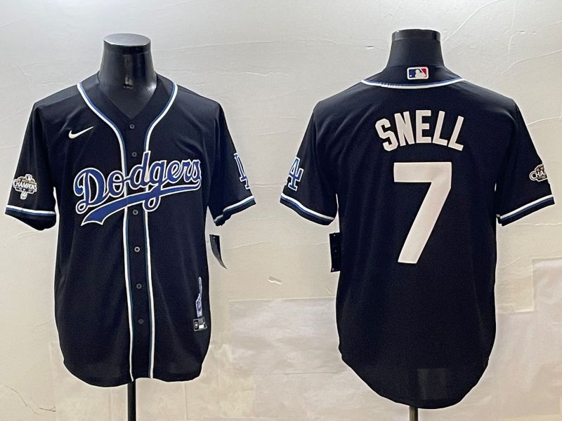Men Los Angeles Dodgers 7 Snell Black Fashion Game 2025 Nike MLB Jersey style 306
